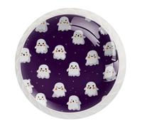 JAVENPROEQT Lot de 12 boutons de porte en cristal de 35 mm avec vis pour tiroir, armoire, maison, chambre à coucher, chambre d'enfant, décoration sans couture, fantôme d'Halloween, fond violet