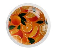 JAVENPROEQT Lot de 12 boutons de porte en cristal de 35 mm avec vis pour tiroir, armoire, maison, chambre à coucher, chambre d'enfant, décoration sans couture, fond orange et agrumes