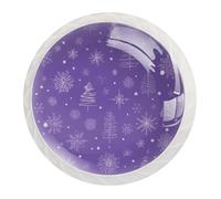 JAVENPROEQT Lot de 12 boutons de porte en cristal de 35 mm avec vis pour tiroir, armoire, maison, chambre à coucher, chambre d'enfant, décoration sur le thème de Noël, fond violet clair sans couture