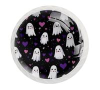 JAVENPROEQT Lot de 12 boutons de porte en cristal de 35 mm avec vis pour tiroir, armoire, maison, chambre à coucher, chambre d'enfant, décoration mignonne sans couture, fantôme d'Halloween, fond