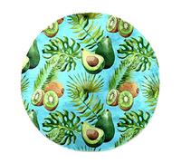JAVENPROEQT Tapis pelucheux à poils longs pour chambre à coucher - 70 x 70 cm - Tapis rond moderne et pelucheux pour chambre d'enfants et de filles - Tapis antidérapant en fausse fourrure - Palmier tropical, kiwi, avocat - Aquarelle