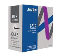 JAVEX Câble Ethernet CAT6 UTP extérieur (3000 pieds), 550 MHz, 23 AWG, CCA Ethernet en vrac, boîte facile à tirer, 305 m, noir