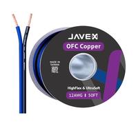 JAVEX Speaker Wire 12-Gauge AWG [Oxygen-Free Copper 99.9%] HighFlex Stranded Copper, Flat Cable Blue/Black, 50FT
