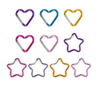 Javoryxh 10 Pièces en Alliage D'aluminium Coeur Étoile Fermoirs À Ressort Mousqueton Mousqueton Porte-clés Boucle Connecteurs Camping en Plein Air