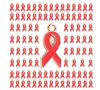 Javoryxh 100 Pièces Alliage Coeur Ruban Embellissements Portable Espoir Pendentif pour Projets De Bricolage Collier À Faire Soi-même Bijoux Pendentifs De Couleur Mélangée