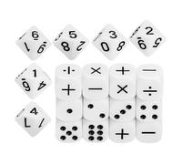 Javoryxh 18 Pièces 16mm Blanc Acrylique Dés À Angle Droit Accessoires De Jeu Jouet pour Jeu De Symboles Mathématiques Outil D'enseignement Addition Et Soustraction