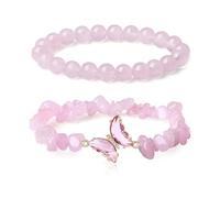 Javoryxh 2Pc Polyvalent Papillon Main Chaîne Élégant À La Papillon Ensemble Élégant Perles Poignet Bijoux Fabriqué À La Charme