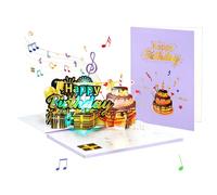 Javoryxh Carte D'anniversaire Popup Unique Papier De Vœux D'anniversaire Musical Distinctif Avec Fonction Popup Et Lumières LED De Vœux