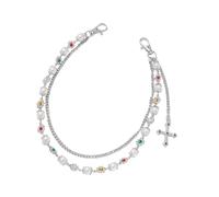 Javoryxh Chaîne De Taille À Pendentif Croisé Avec Perles Simulées Bijoux La Mode En Alliage Léger Pantalons Faits La Main Pour Hommes Accessoire De Ceinture Pendentif Croisé