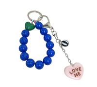 Javoryxh Chaîne de téléphone coréenne faite à la main pour téléphone portable, perles de couleur bonbon, pendentif en forme de cœur, porte-clés, décorations