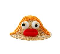 Javoryxh Chapeau De Paille pour Animaux Compagnie Festival Sangle Cou Réglable Casquettes Déguisement Chien Costume Jeu Rôle Chapeau D'été Photos Chats Noël