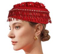 Javoryxh Chapeau d'hôtesse de l'air pour enfants et adultes - Costume de cosplay - Bérets en laine avec strass pour fête d'Halloween