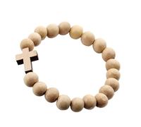 Javoryxh Chrétien en Perles De Bois Fabriqué À La Main Matériaux Durables Croix De Perles pour Les Occasions Décontractées Ou Formelles Chaîne À Main Bois Chrétienne
