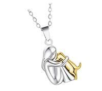 Javoryxh Collier avec pendentif en forme de chien câlin/boucles d'oreilles fait à la main, symbole d'amitié, bijou élégant pour les amoureux des animaux