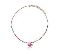 Javoryxh Collier avec pendentif en forme de nœud - Collier de tempérament - Collier ras du cou - Bijoux colorés - Collier de perles