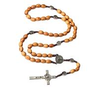 Javoryxh Collier De Perles Chapelet En Bois Prière Avec Pendentif Croix Crucifix Métal Unique Parfait Pour Les Méditations Et L'usage Quotidien Collier Chapelet Avec Pendentif Croix