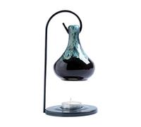 Javoryxh Crochet en Fer Suspendu Goutte d'eau en Céramique Brûleur D'huile Essentielle Diffuseur Photophore Bougeoir pour Décoration De Maison Chauffe-Cire De Relaxation