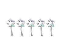 Javoryxh Ensemble De Bijoux Perçage Nez En Alliage Robuste 5 Pièces Clous Et Cerceaux En Forme L Avec Des Designs CZ Accessoire Pour Un Look Élégant Bijoux Perçage Pour Le Corps