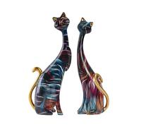 Javoryxh Européen Décoration De La Maison Ornements Peinture À l'huile Créative Couple Chat Animaux Figurines Salon Décoration Peinture À l'huile Statues De Chat