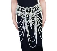 Javoryxh Glands De Perles ABS Faits À La Main Bijoux Taille Pour Femmes Chaîne Corps Réglable Accessoires Soutien-gorge Décoration Mode Festival Accessoire Chaîne En Perles Abs