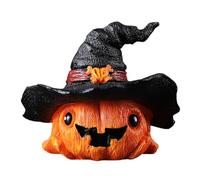 Javoryxh Halloween Pumpkin with Witch Hat Resins Miniature Tabletop Decoration for Office Desk Classroom Holiday Party Ornament Halloween Table Centerpieces