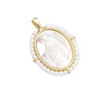 Javoryxh Médailles ovales à la mode Vierge Marie, accessoire pour la fabrication de bijoux avec perles d'eau douce et coquillages