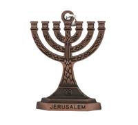 Javoryxh Menorah Juive Traditionnelle Chandelier À 7 Branches Porte-Bougie du Temple De Jérusalem -clés 12 Tribus D'Israël -Bougie Religieux Menorah