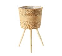 Javoryxh Pots De Fleurs en Queue Chat Tissés À La Main Panier avec en Bois Conteneur Stockage Jardin Intérieur Et Extérieur Décors D'intérieur