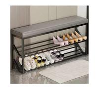 JAVPTAV Banc à Chaussures avec Rangement et étagères en métal Meuble d'entrée Industriel for la Rangement des Chaussures et Les sièges(Grey1,100cm)