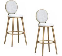 JAVPTAV Ensemble de 2 tabourets de Bar en Velours, Hauteur comptoir, tabourets de Bar rembourrés, chaises de Bar for îlot de Cuisine, pub ou café(White,65cm)