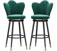 JAVPTAV Ensemble de 2 tabourets de Bar en Velours, tabourets de Bar pivotants for îlot de Cuisine ou comptoir, en Fer, avec Repose-Pieds Confortable et supporte jusqu'à 150 kg.(Green,65cm)