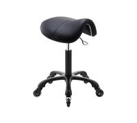 JAVPTAV Tabouret de Selle à roulettes, Hauteur réglable, Assise rembourrée et Souple, idéal for Salon de Coiffure, Spa, Bureau, Cabinet médical et Domicile.(Black)