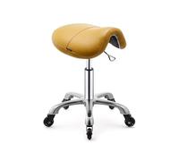 JAVPTAV Tabouret de Selle à roulettes, Hauteur réglable, Assise rembourrée et Souple, idéal for Salon de Coiffure, Spa, Bureau, Cabinet médical et Domicile.(Yellow)