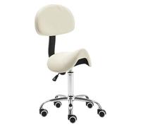 JAVPTAV Tabouret pivotant à roulettes avec Dossier et roulettes, Ergonomique et réglable, avec vérin à gaz, for Clinique, Salon de Coiffure, Laboratoire, Cuisine, Bureau à Domicile(White)
