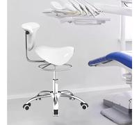 JAVPTAV Tabouret Roulant de Selle Dentaire Robuste, Chaise de Selle hydraulique médicale avec Dossier et Roues à 360 °, tabourets pivotants ergonomiques for Chaise de Bureau à Domicile(White)