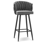 JAVPTAV Tabourets de Bar, chaises de Bar, Tabouret Haut, siège rembourré en Velours, Tabouret de Cuisine pivotant à 360° avec Repose-Pieds for comptoir îlot, pub, Bistro, Vert(Grey 1 Pcs,Black Leg)