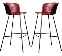 JAVPTAV Tabourets de Bar en Similicuir, tabourets de Bar for Petit-déjeuner, Hauteur comptoir, for îlot de Cuisine, pub ou Salon, capacité de 150 kg(Red-2ps,75CM)