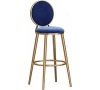 JAVPTAV Tabourets de Bar en Velours, Hauteur comptoir, Pieds en métal, chaises de Bar for îlot de Cuisine, Salle à Manger ou pub(Blue,75CM)
