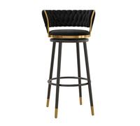 JAVPTAV Tabourets de Bar pivotants for comptoir de Cuisine, chaises de Bar avec Dossier, tabourets de Bar Hauts, tabourets d'îlot de Cuisine en Velours, Hauteur d'assise 200 kg(Black,65cm)