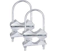 Jaw Block Double Mast Antenna Mast Clamp (Set of 2) U-Bolts Combination Finished Rust Proof for CB Ham TV Antenna Pipe Mounting Bracket