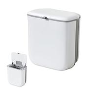 JAWAI 9L Suspendue Cuisine avec Couvercle, Poubelle Murale, Poubelle de Cuisine Pliable Anti Odeu, Poubelle de Cuisine Suspendue Poubelle à Compost avec Couvercle pour Cuisine, Salle de Bain, Bureau