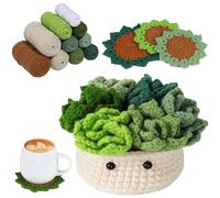 JAWAI Kit de Crochet pour Débutants, Adultes, Débutants Kit Complet de Tricot, Avec Tutoriel, Sous-Verres Botaniques au Crochet pour Décoration de Table d'Intérieur Sous-Verres