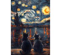 Jawecci Deux Chats Diamond Painting pour Adulte Débutant, Complet Peinture Diamant Broderie Canevas 5D Diamant Point De Croix, Diamond Art Diamond Peinture Home Decor 30x40cm