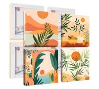 Jawecci Peinture par Numéros Paysage avec Cadre, Lot de 4 Toiles Blumen Kit Créatif pour Enfants à partir de 8 ans et Adultes, Peinture Acrylique DIY Décoration Murale 20x20cm