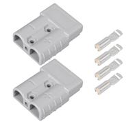 Jawfait Lot de 2 connecteurs à déconnexion rapide de batterie 50 A, kit de connecteur de faisceau de fils 600 V, connecteur de câble de batterie 7/8/10/12 AWG pour treuil de remorquage (gris)