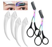 Jawfait Lot de 6 ciseaux à sourcils avec peigne, rasoir incurvé, en acier inoxydable, antidérapant, pour épilation du visage, façonnage des sourcils, barbe, accessoires de beauté pour femmes et hommes