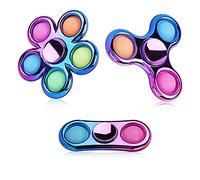 Jawhock 3 Pack Pop Fidget Spinner, métal Push Bubble Fidget Spinner, Party Favor Sensitive Simple Fidget Pack Main Spinner pour Le soulagement du Stress pour Les Enfants