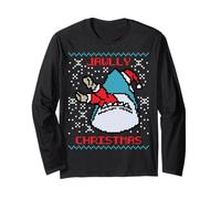 Jawly Pull de Noël Motif requin mangeant Père Noël Manche Longue