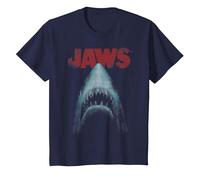 Jaws Classic Movie Poster Close-Up T-Shirt, Enfant, Bleu Marine, 8 Ans