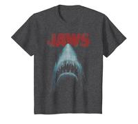 Jaws Classic Movie Poster Close-Up T-Shirt, Enfant, Chiné Foncé, 4 Ans